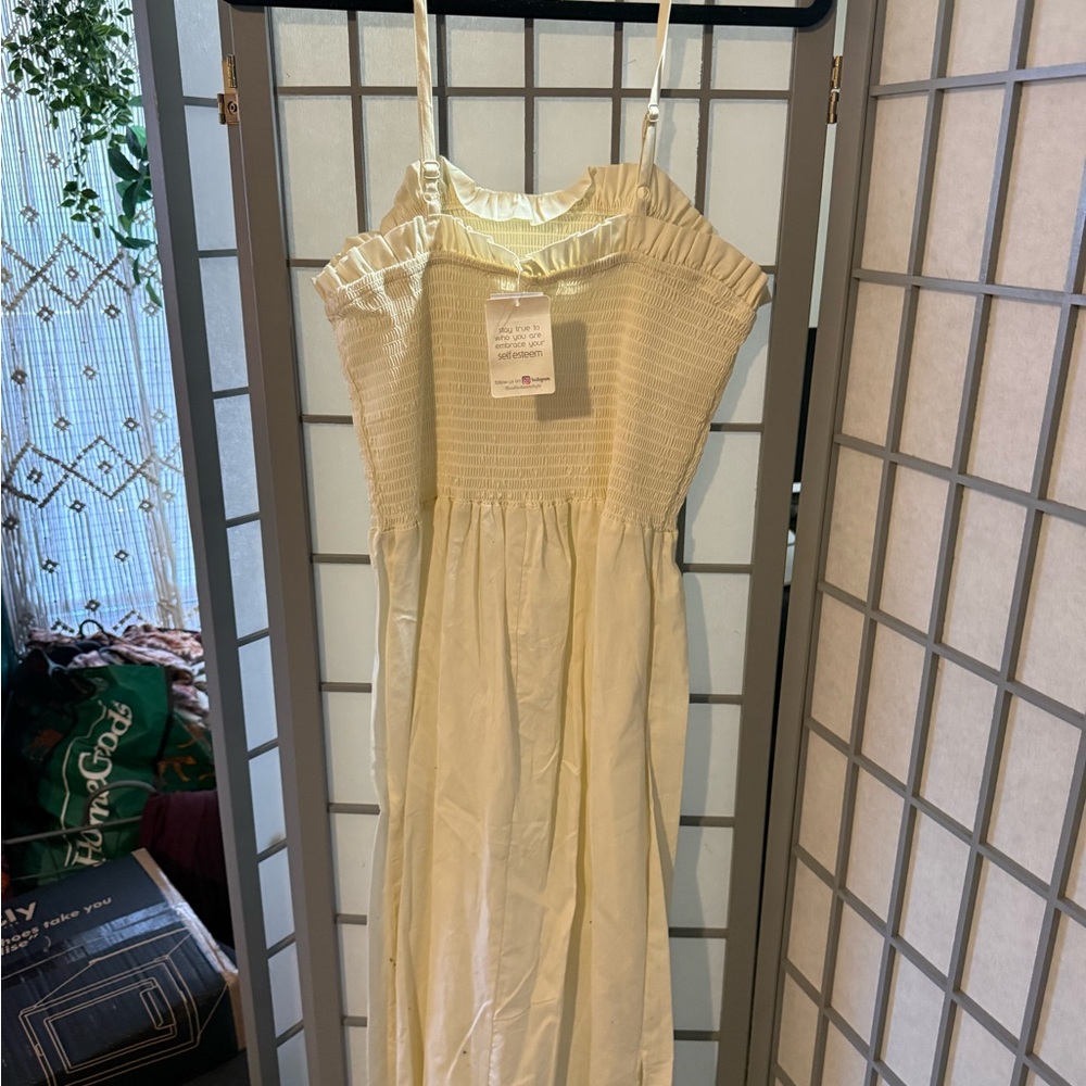 Self Esteem Cream Smocked Maxi Sundress